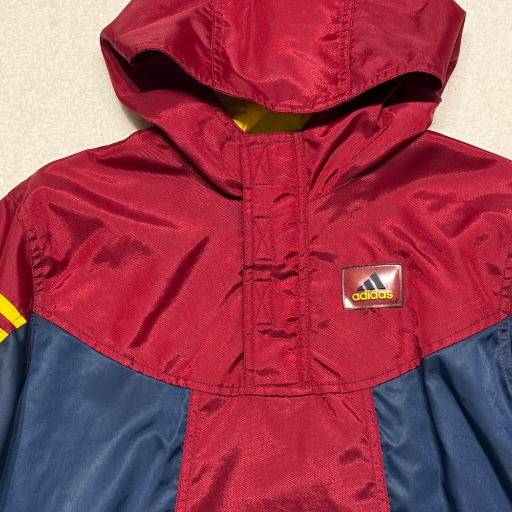 Youth Adidas 3 Stripe Pullover 1/4 Zip Jacket Maroon Hooded Size S - Picture 3 of 12